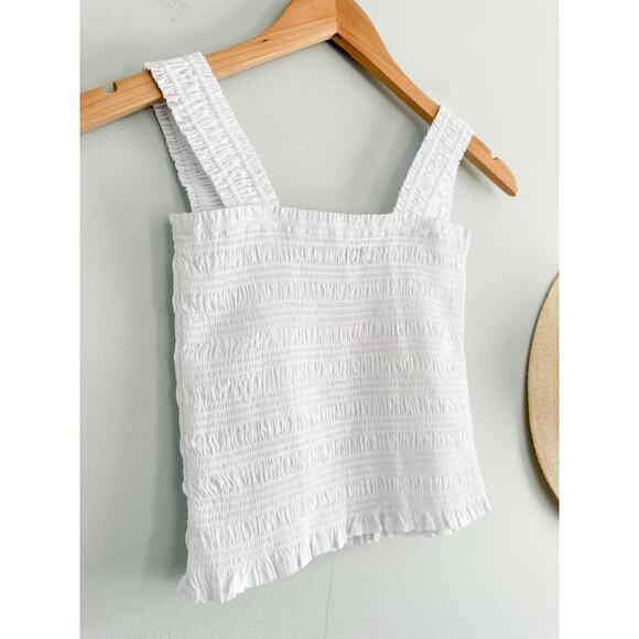 Madewell | NWT Poplin Smocked Tank in White | Sz XS - Picture 10 of 10
